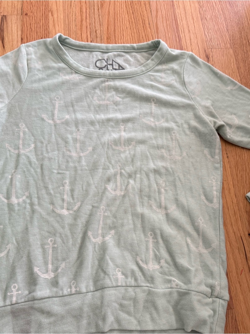 Light Seafoam Anchor Print Long Sleeve Sweatshirt